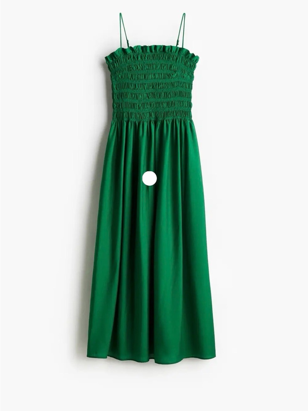 H&M Emerald Green Smocked Maxi Dress with Spaghetti Straps
